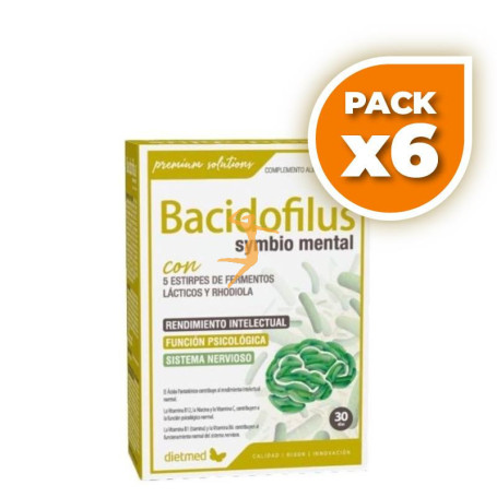 Pack 6x BACIDOFILUS SYMBIO MENTAL 30 CAPSULAS DIETMED