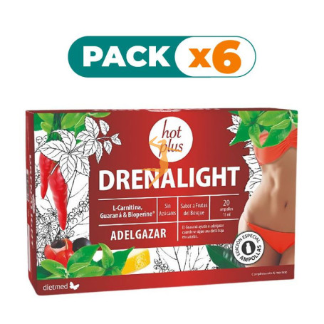 Pack 6x DRENALIGHT HOT PLUS 20 AMPOLLAS DIETMED