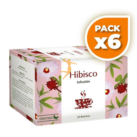 Pack 6x INFUSIÓN DE HIBISCO (FLOR DE JAMAICA) 20 BOLSITAS DIETMED