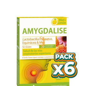 Pack 6x AMYGDALISE MIEL Y LIMÓN 20 COMPRIMIDOS MASTICABLES DIETMED