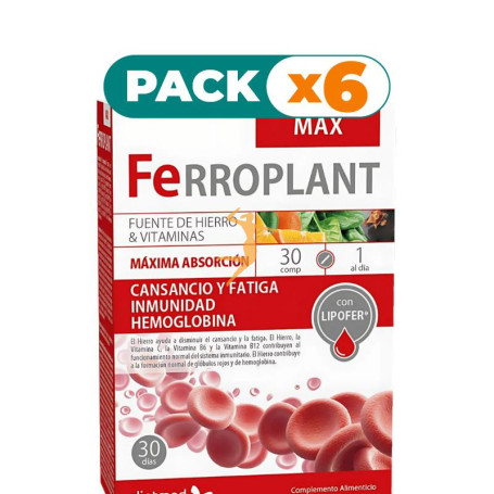 Pack 6x FERROPLANT MAX 30 COMPRIMIDOS DIETMED