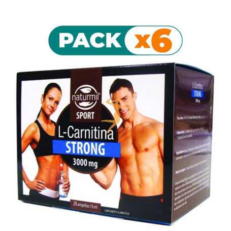 Pack 6x L-CARNITINA STRONG 20 AMPOLLAS 15Ml. NATURMIL SPORT
