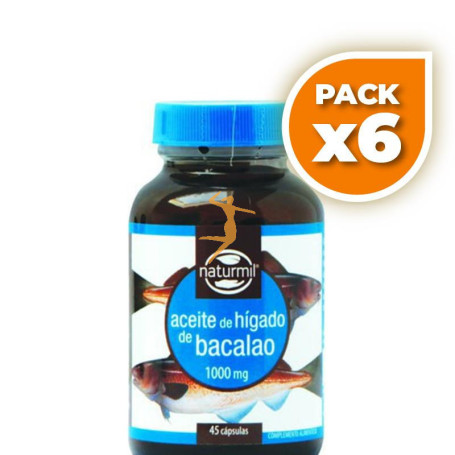 Pack 6x ACEITE DE HÍGADO DE BACALAO 1.000Mg. 45 PERLAS NATURMIL