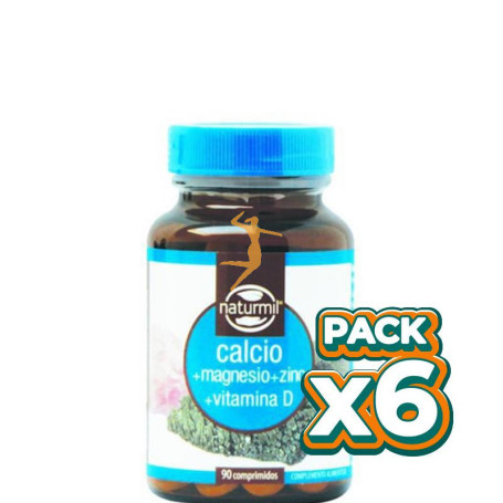 Pack 6x CALCIO+MAGNESIO+ZINC y VITAMINAD 90 COMPRIMIDOS NATURMIL