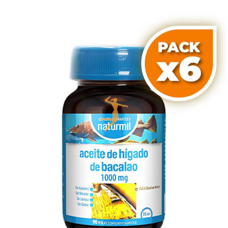 Pack 6x ACEITE DE HÍGADO DE BACALAO 1000MG 90 PERLAS NATURMIL