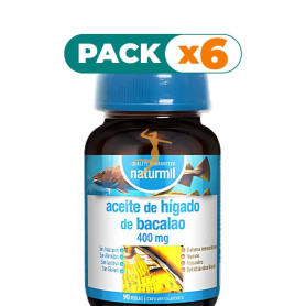 Pack 6x ACEITE DE HÍGADO DE BACALAO 400MG 90 PERLAS NATURMIL