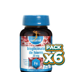 Pack 6x BISGLICINATO DE HIERRO 20MG 90 COMPRIMIDOS NATURMIL