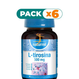 Pack 6x L-TIROSINA 500MG 60 CÁPSULAS VEGETALES NATURMIL