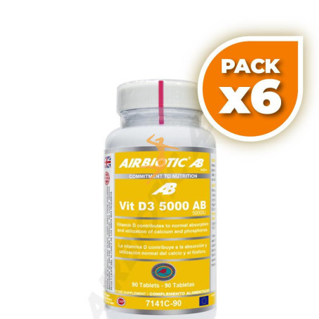 Pack 6x VITAMINA D3 AB 5.000UI 90 TABLETAS AIRBIOTIC
