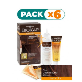 Pack 6x TINTE 6.40 COBRIZO CURRY 140Ml. BIOKAP
