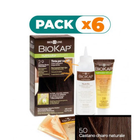 Pack 6x TINTE NUTRICOLOR DELICATO 5.0 CASTAÑO CLARO NATURAL 140Ml. BIOKAP