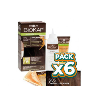 Pack 6x TINTE NUTRICOLOR DELICATO 5.05 CASTAÑO AVELLANA 140Ml. BIOKAP