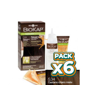 Pack 6x TINTE NUTRICOLOR DELICATO 5.34 CASTAÑO CLARO MIEL 140Ml. BIOKAP