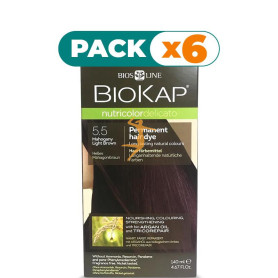 Pack 6x TINTE NUTRICOLOR DELICATO 5.5 CASTAÑO CLARO CAOBA 140Ml. BIOKAP
