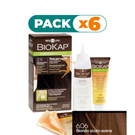 Pack 6x TINTE NUTRICOLOR DELICATO 6.06 RUBIO OSCURO HABANA 140Ml. BIOKAP