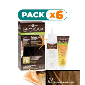 Pack 6x TINTE DELICATO 7.0 RUBIO MEDIO NATURAL 140Ml. BIOKAP
