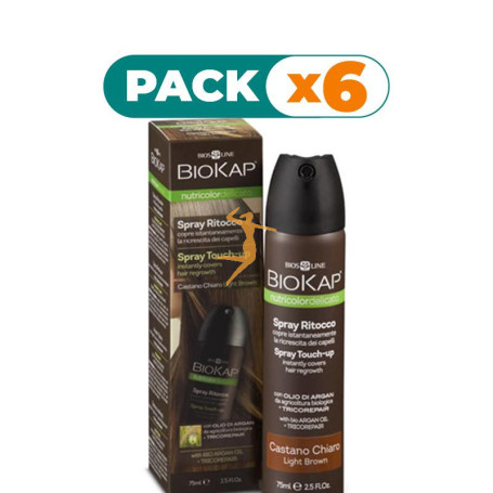 Pack 6x SPRAY TOUCH-UP CASTAÑO CLARO 75Ml. BIOKAP