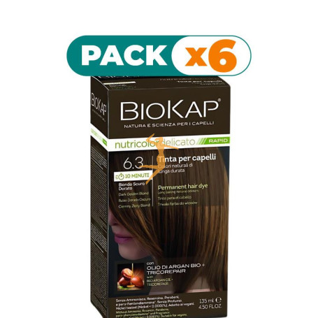 Pack 6x RAPID DELICATO 6.30 RUBIO DORADO OSCURO 135ML BIOKAP