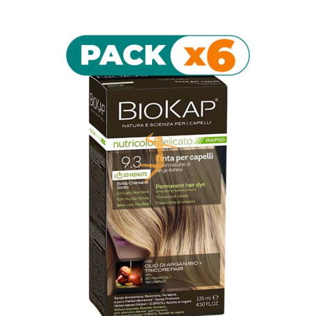 Pack 6x RAPID DELICATO 9.3 RUBIO MUY CLARO DORADO 135ML BIOKAP