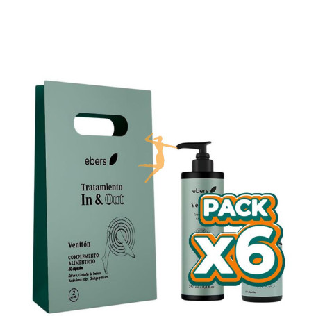 Pack 6x ESTUCHE PIERNAS CANSADAS IN & OUT 60 CAPSULAS+250ML EBERS