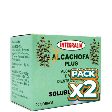 Pack 2x ALCACHOFA PLUS SOLUBLE 20 SOBRES INTEGRALIA