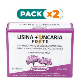 Pack 2x LISINA + UNCARIA FORTE 60 CÁPSULAS INTEGRALIA