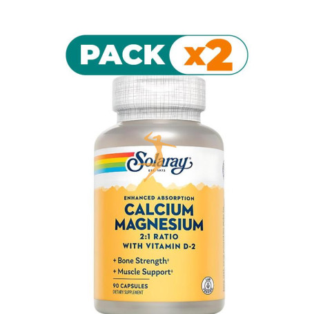 Pack 2x CALCIUM AND MAGNESIUM 90 CÁPSULAS VEGETALES SOLARAY