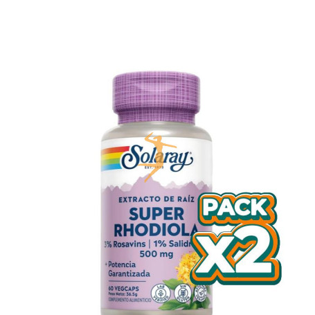 Pack 2x SUPER RHODIOLA 60 CÁPSULAS VEGETALES SOLARAY