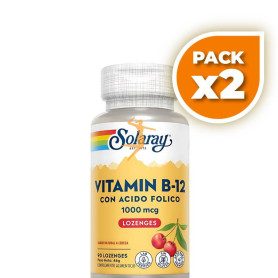 Pack 2x VIT.B12 CON ÁCIDO FÓLICO 1000Mcg. 90 COMPRIMIDOS SUBLINGUALES SOLARAY