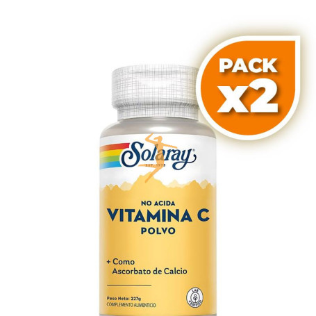 Pack 2x NON-NACID VITAMINA C CRYSTALLINE 227Gr. SOLARAY