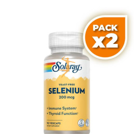 Pack 2x SELENIUM SIN LEVADURAS 200 Mcg. 90 CÁPSULAS SOLARAY