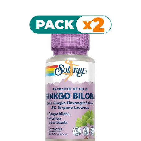 Pack 2x GINKGO BILOBA 60Mg. 60 CÁPSULAS SOLARAY