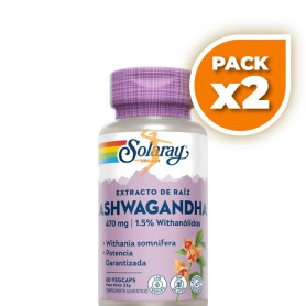 Pack 2x ASHWAGANDHA 470Mg. 60 CÁPSULAS VEGETALES SOLARAY