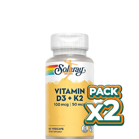 Pack 2x D3 & K2 60 CÁPSULAS VEGETALES SOLARAY