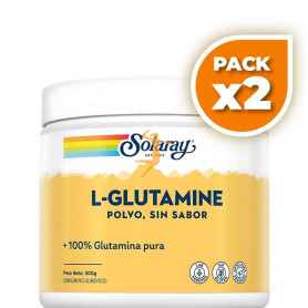 Pack 2x L-GLUTAMINE POLVO 300Gr. SABOR NEUTRO SOLARAY