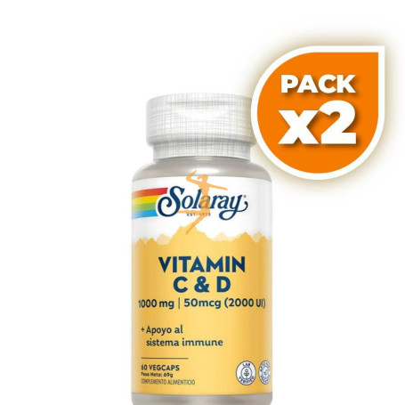 Pack 2x VITAMINA C+D 60 CÁPSULAS SOLARAY