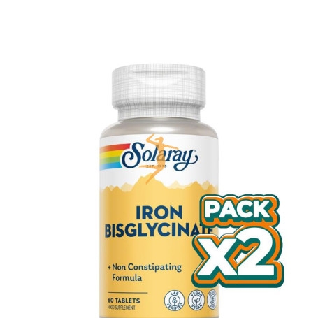 Pack 2x IRON BISGLYCINATE 60 COMPRIMIDOS SOLARAY