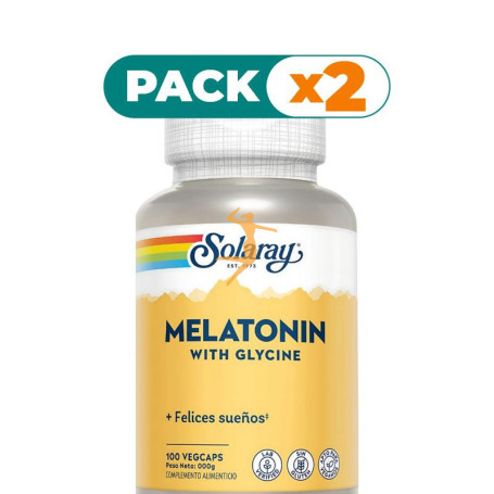 Pack 2x MELATONINA CON GLICINA 100 CÁPSULAS VEGETALES SOLARAY