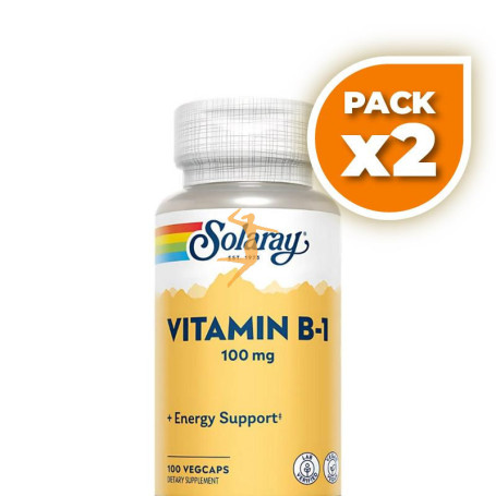 Pack 2x VITAMINA B1 100MG 100 CÁPSULAS VEGETALES SOLARAY