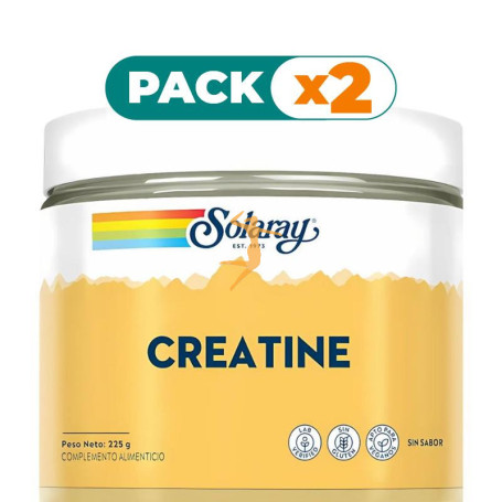 Pack 2x CREATINA EN POLVO SIN SABOR 225G SOLARAY