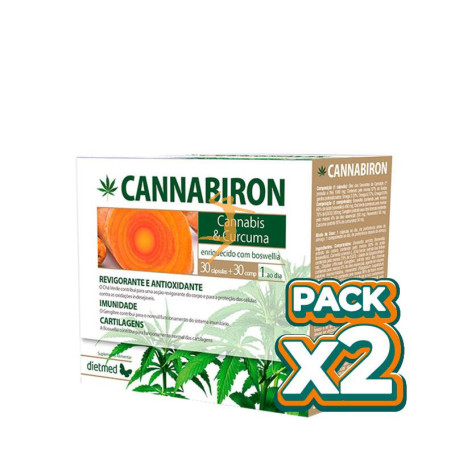 Pack 2x CANNABIRON 30 CAPSULAS + 30 COMPRIMIDOS DIETMED