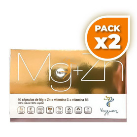 Pack 2x MAGNESIO + ZINC + VIT C + B6 90 CAPSULAS VEGGUNN