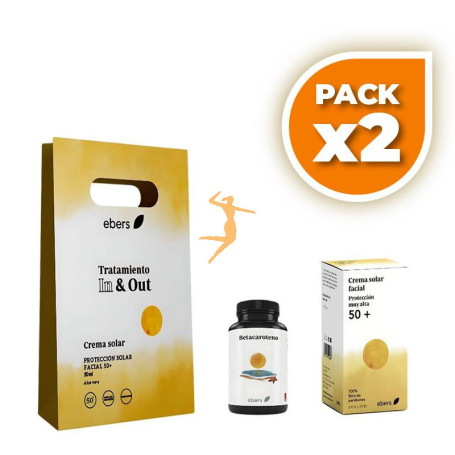 Pack 2x ESTUCHE PROTECCION SOLAR IN & OUT 60 PERLAS+50ML EBERS