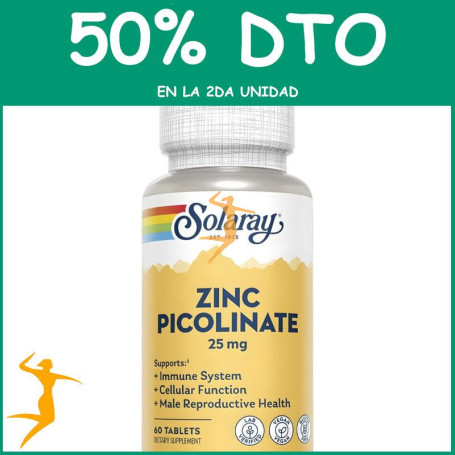 PICOLINATO DE ZINC 25MG 60 COMPRIMIDOS SOLARAY OFERTA 2 UD