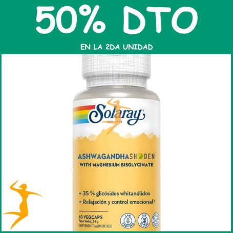 ASHWAGANDHA SHODEN CON MAGNESIO 60 CÁPSULAS VEGETALES SOLARAY OFERTA 2 UD