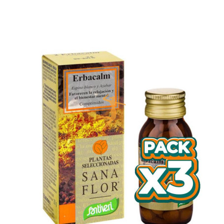 Pack 3x SANAFLOR COMPRRIMIDOS ERBACALM 30Gr. SANTIVERI