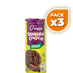 Pack 3x GALLETAS DIGESTIVE QUINOA CHOCO 175Gr. SANTIVERI
