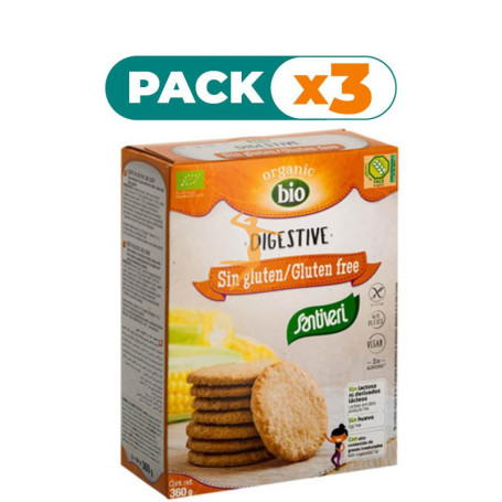 Pack 3x GALLETAS DIGESTIVE SIN GLUTEN BIO 360Gr. SANTIVERI