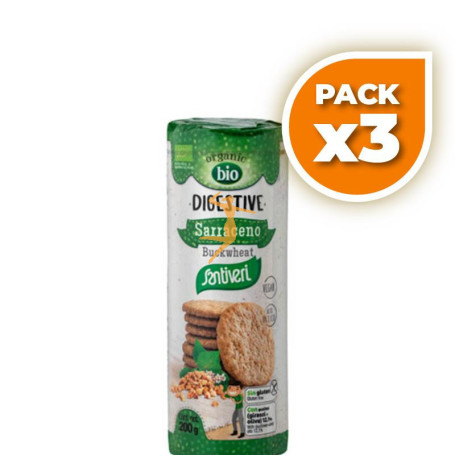 Pack 3x GALLETAS DIGESTIVE SARRACENO BIO 200Gr. SANTIVERI