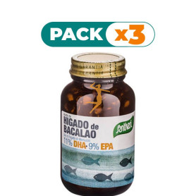 Pack 3x ACEITE HIGADO BACALAO 120 PERLAS SANTIVERI